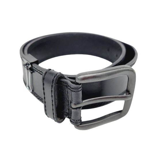 Dickies Other - DICKIES Sz 34 Waist Casual Black Leather Belt Heavy Duty Gunmetal Buckle Exc Con